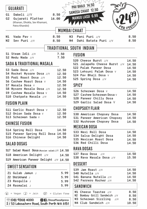Menu Simple Dosa Xpress
